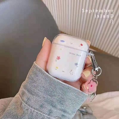 Vỏ Bảo Vệ Hộp Sạc Tai Nghe AirPods 1 / 2 Pro / I12 / Iici KJUJ Trong Suốt Kèm Móc Khóa