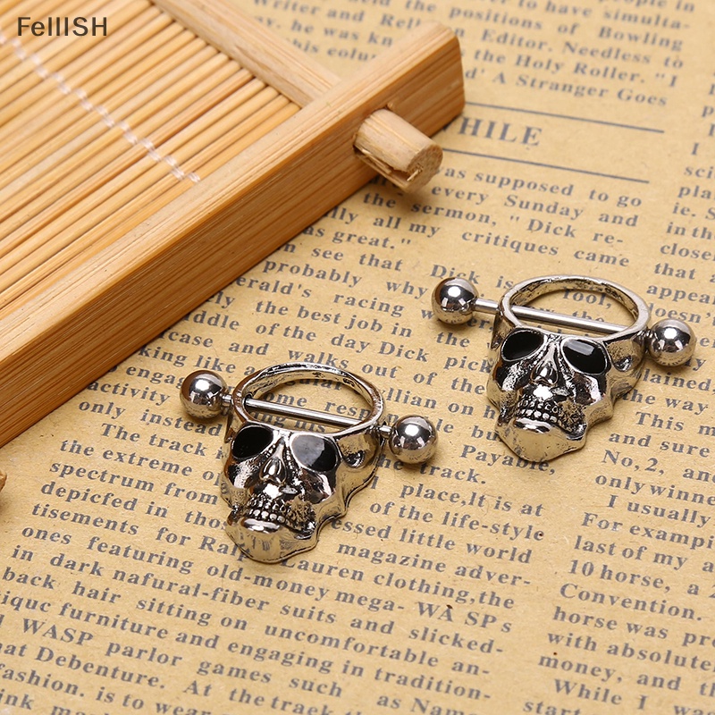 Khuyên Nhũ Bằng Thép Không Gỉ Hình Đầu Lâu 439br