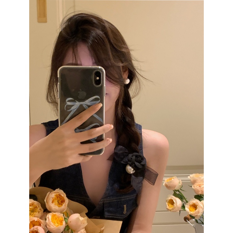 Dây Cột Tóc Cao Su Co Giãn Đính Ngọc Trai Và Nơ Dễ Thương