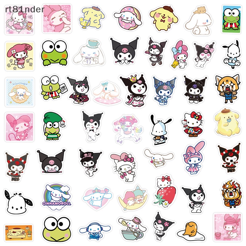 Set 50 Miếng Dán Hoạt Hình Kuromi Melody Cinnamoroll Trang Trí Vali Laptop Điện Thoại Dễ Thương