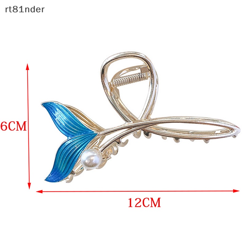 Kẹp Tóc Đuôi Cá Mập Đính Ngọc Trai Màu Xanh Dương Cho Nữ