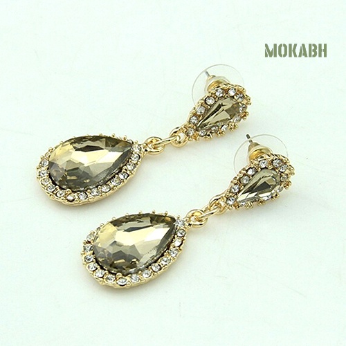 Bông Tai Hình Giọt Nước Đính Đá Sang Trọng Cho Cô Dâu