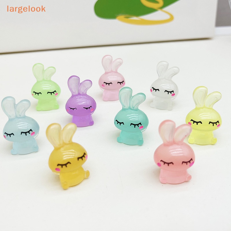 Set 2 Tượng Thỏ Dạ Quang Mini Dễ Thương Dùng Trang Trí DIY