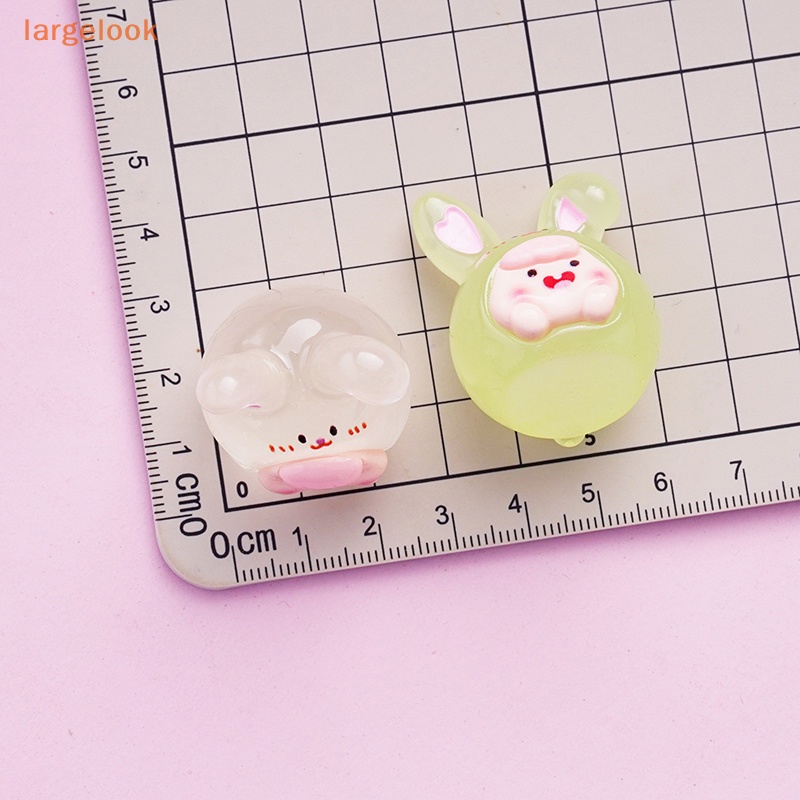 Set 2 Tượng Thỏ Hoạt Hình Mini Bằng Nhựa Phát Quang Trang Trí Tiểu Cảnh