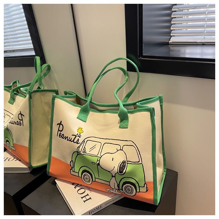 Túi Tote Đeo Vai / Xách Tay Bằng Vải Bạt Sức Chứa Lớn In Họa Tiết Hoạt Hình Cho Mẹ / Bé