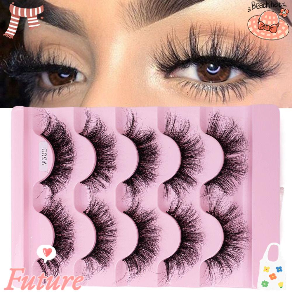Set 5 Cặp Lông Mi Giả Mềm Mịn Handmade Không Cần Dùng Keo Dán Mi Giả