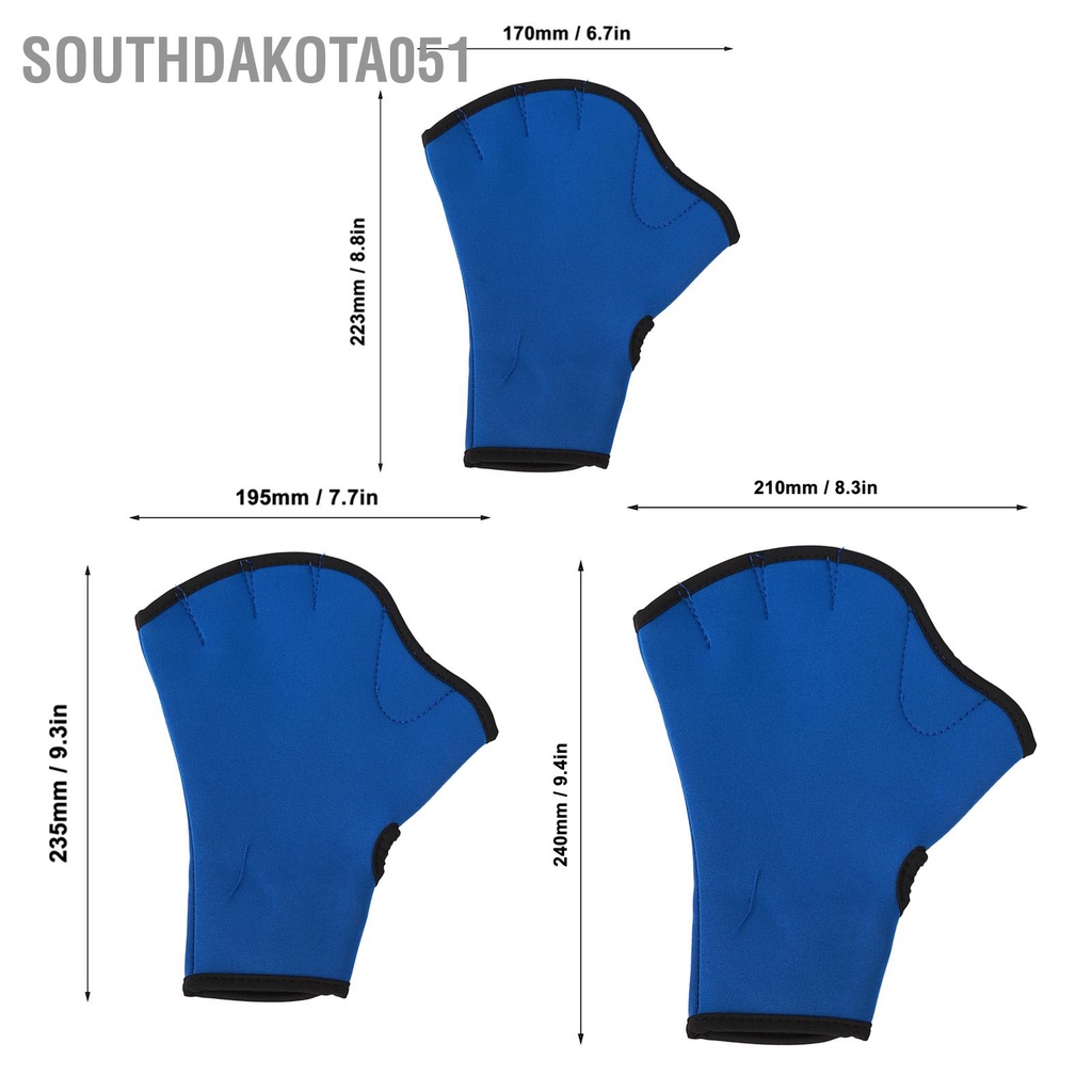 Southdakota051 Găng Tay Bơi Có Màng Chống Trơn Trượt Thủy Sinh Neoprene Không Ngón Nước Huấn Luyện Màu Xanh