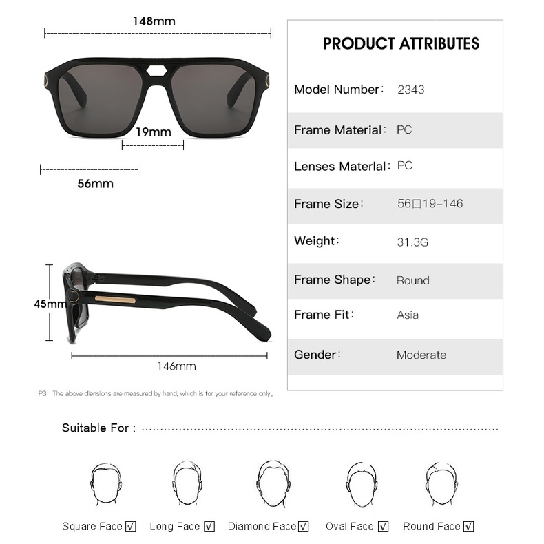 Kính Mát Gọng Vuông Phong Cách vintage Thời Trang Mới Cho Nam