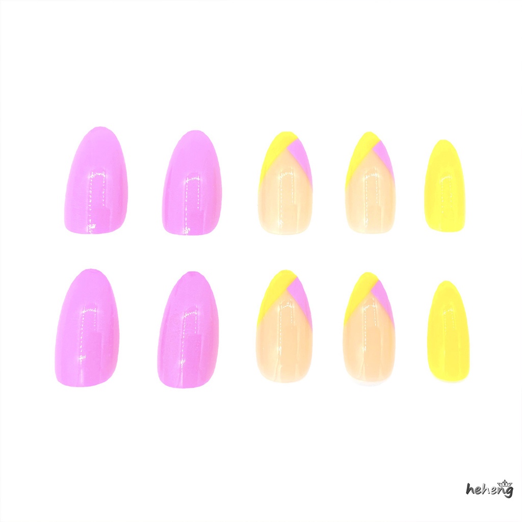 Móng Tay Giả Dày Thoải Mái Màu Hồng &amp; Vàng