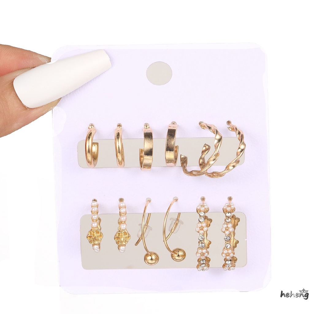 Bộ Khuyên Tai Vòng Hở Không Gây Dị Ứng Trọng Lượng Nhẹ Dành Cho Bạn Nữ