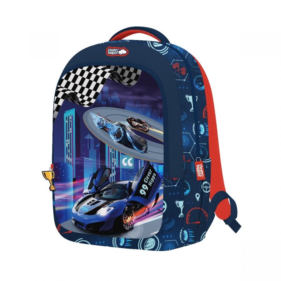 Ba Lô Bé Trai - Clever Hippo Easy Go BR0110 - Racing Car - Màu Xanh Dương