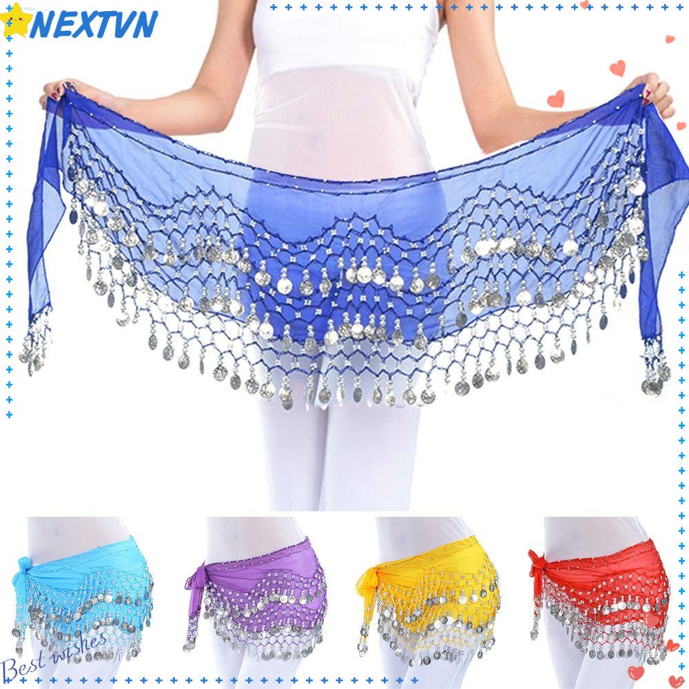 Chân Váy Múa Bụng Đính Kim Sa Phối Tua Rua Dễ Thương Cho Nữ