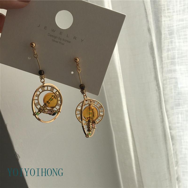 Bông Tai Hình Hành Tinh Bằng Thủy Tinh Thời Trang 7x2 8cm Cho Nữ