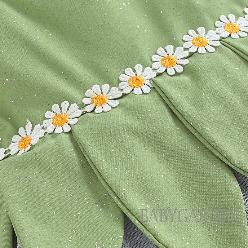 Đầm Công Chúa Mùa Hè Tay Áo Xòe Ghép Vải Tuyn Đính Kim Sa Thêu Hoa Cho Bé Gái 1-5 Tuổi