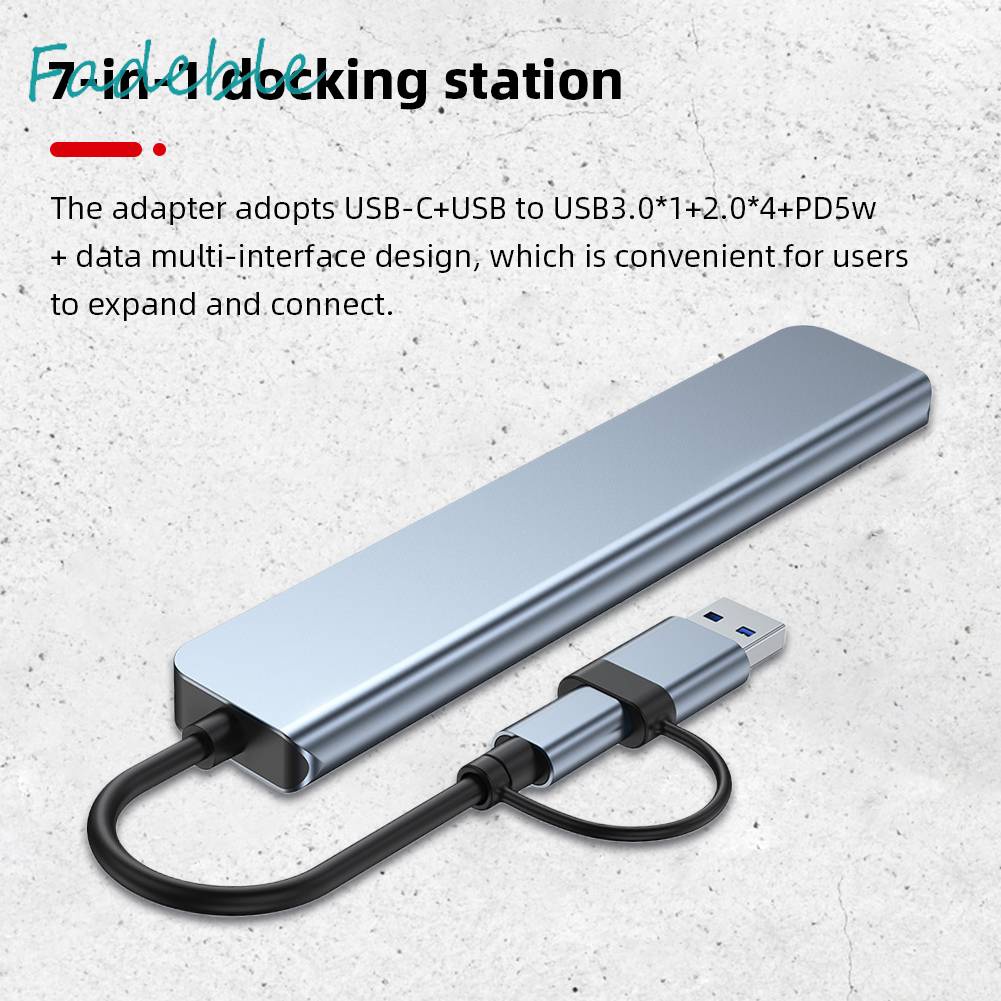 Bộ Chia 7 Trong 1 USB Sang USB3.0 2.0 5W Type C