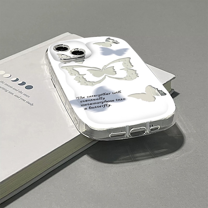 Ốp Điện Thoại Silicone TPU Mềm Trong Suốt Chống Sốc In Hình Bướm Cho IPhone 14 13 12 11 Pro Max XS X XR 8 + 7 Plus
