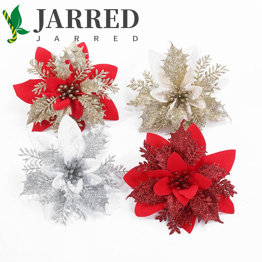 Set 5 / 10 bông hoa nhân tạo lấp lánh trang trí giáng sinh / năm mới DIY tiện lợi