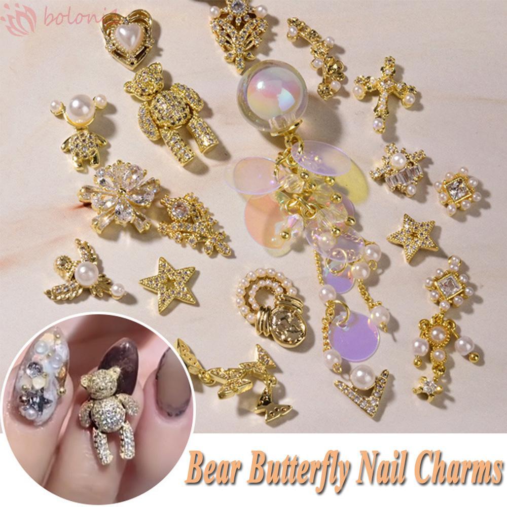 Phụ kiện trang trí móng hình trái tim/bướm 3d DIY