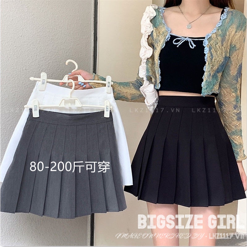 Chân váy xếp ly nữ Bigsize chân váy tennis ngắn chữ a lưng cao cạp cao trơn mùa hè Phong cách Hàn Quốc Thời Trang tiểu thư cá tính xinh đẹp cho người mập béo