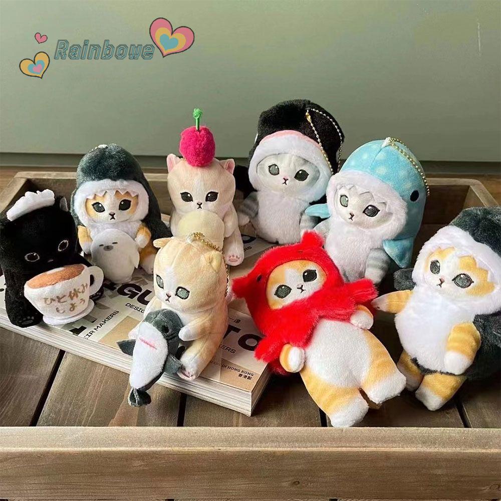 Móc Khóa Hình Mèo Nhồi Bông Màu Cầu Vồng Dễ Thương