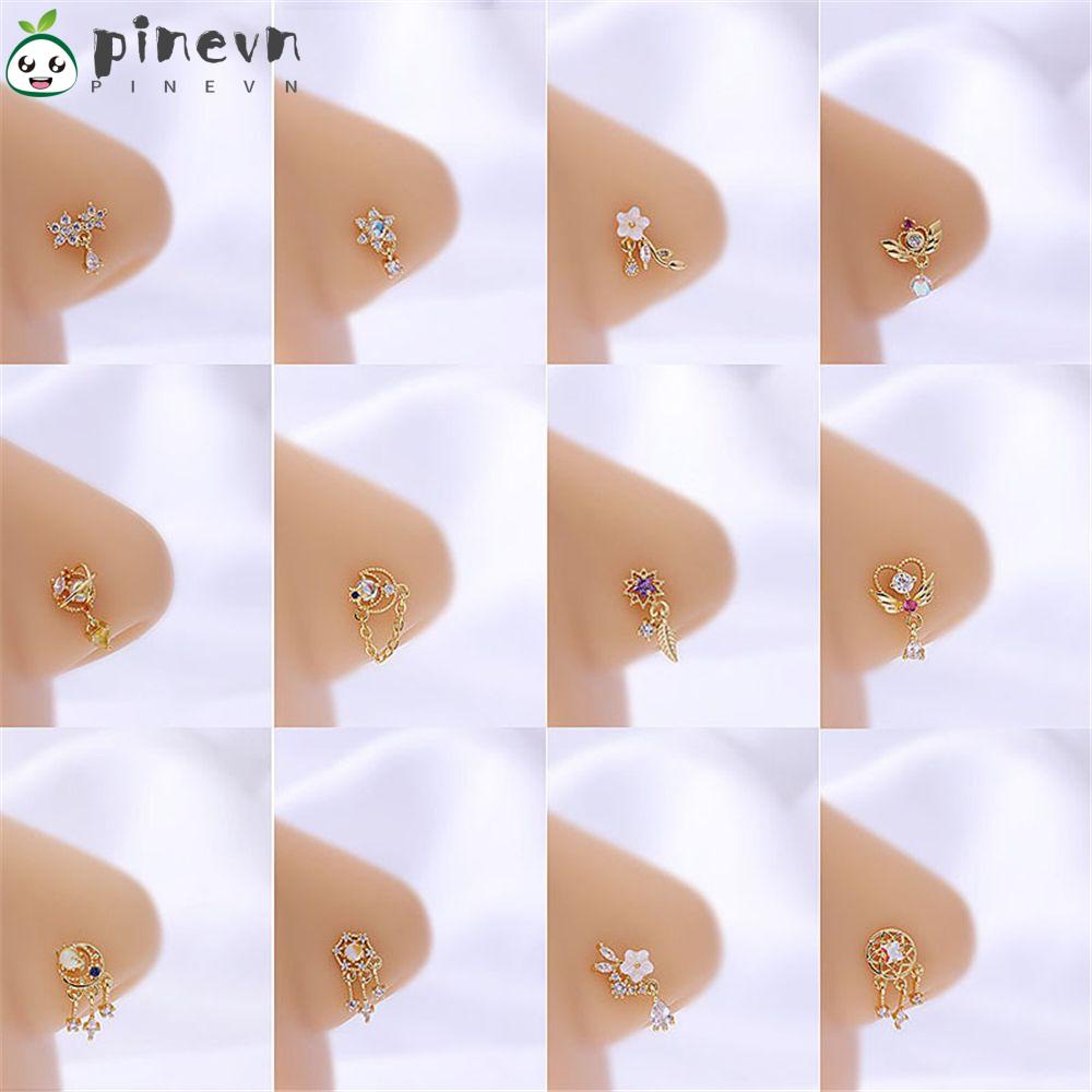 Khuyên Mũi Hình Trái Thông Nhiều Màu Sắc