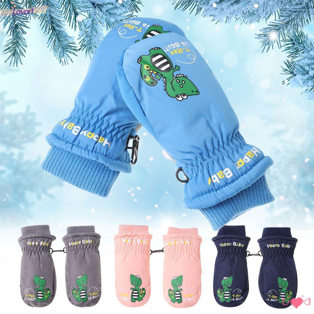 Găng Tay Trượt Tuyết Dày Dặn Ấm Áp Chống Trượt Họa Tiết Hoạt Hình Dễ Thương Cho Bé 1