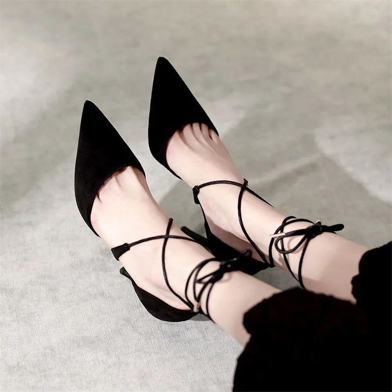 Giày sandal cao gót bít gót buộc dây 9 phân Chị Đẹp Store  mã U38