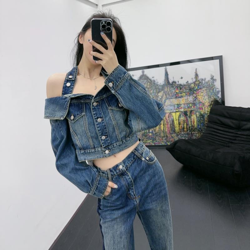 One Áo Khoác Denim Ngắn Trễ Vai Thời Trang Mùa Xuân 2023 Cho Nữ