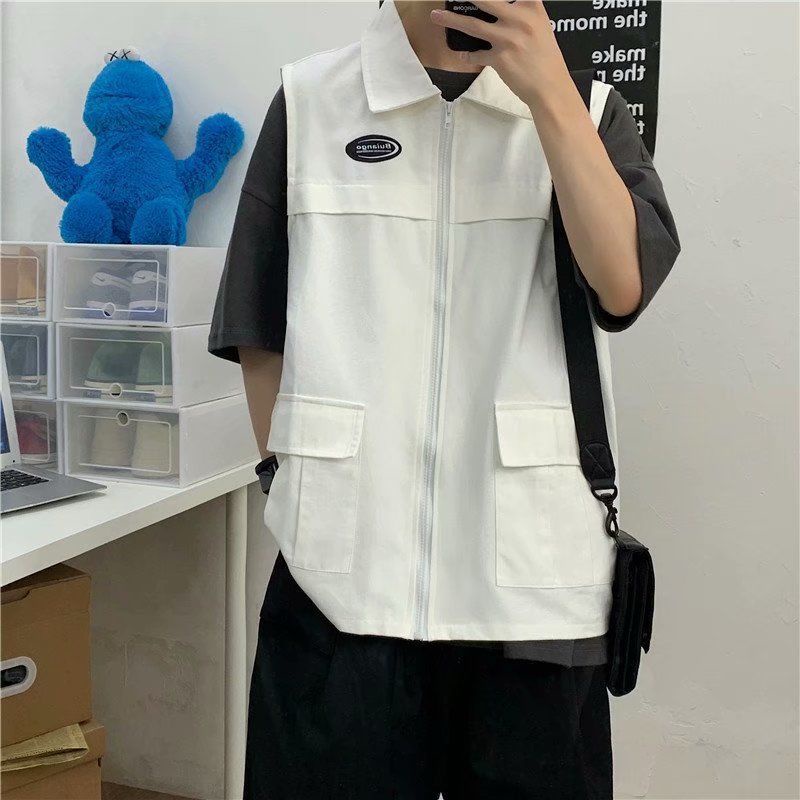 Áo Khoác Sát Nách Dáng Rộng Có Khóa Kéo Thời Trang Mùa Hè Cho Nam