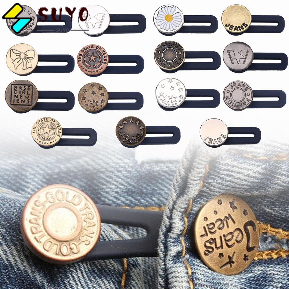 SUYO Bộ 4 Nút Kim Loại Gắn Quần Có Thể Thu Gọn Tiện Dụng