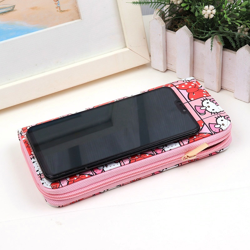 Ví Khóa Kéo Nhiều Ngăn Họa Tiết Hoạt Hình Hello Kitty Zero Đáng Yêu Dành Cho Nữ