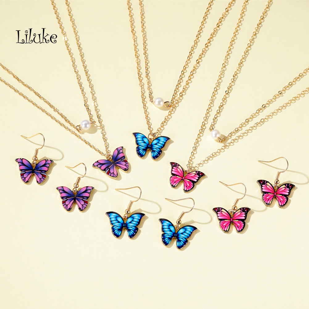 Set 2 Vòng cổ Và Đôi Khuyên Tai 2 Tầng Thời Trang Cho Nữ