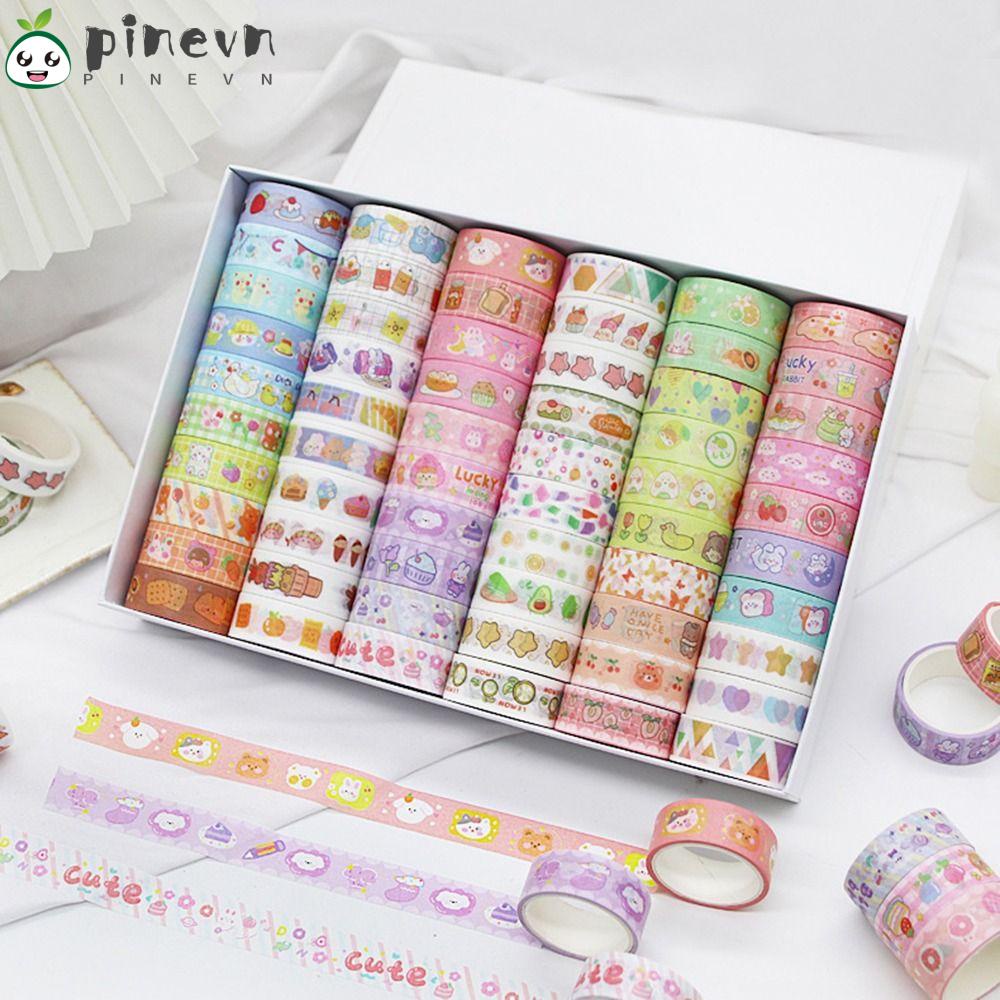 Bộ 60 Cuộn Băng Keo Washi Họa Tiết Hoạt Hình Chất Lượng Cao Dùng Trang Trí Sổ Tay DIY