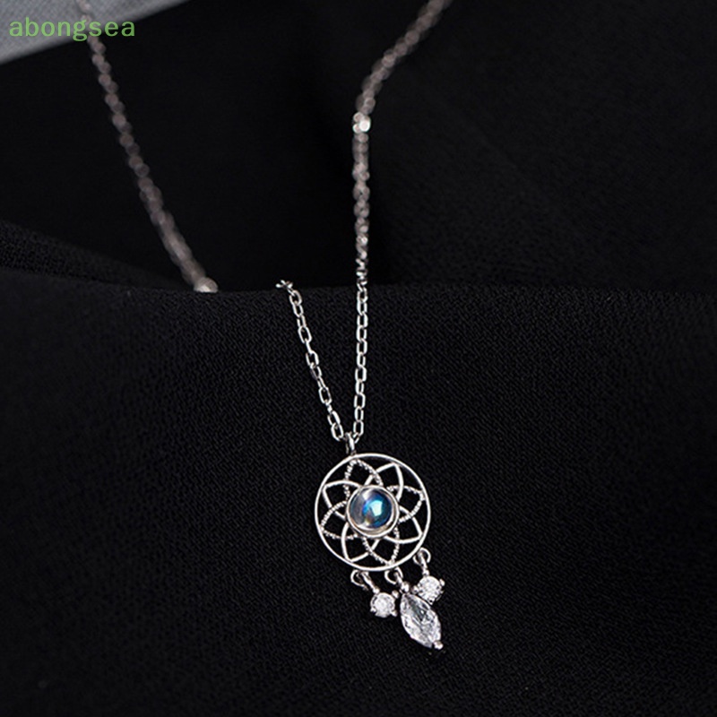 Abongsea Vòng cổ Mặt Dreamcatcher Đính Đá Mặt Trăng Tua Rua Thanh Lịch Sáng Tạo Cho Nữ