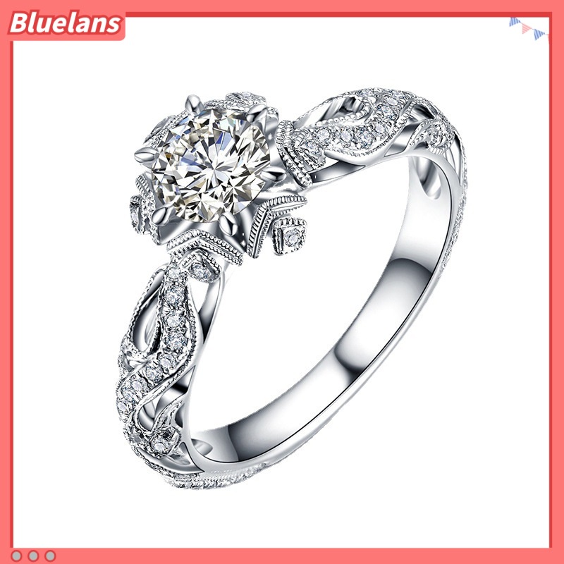 Nhẫn Đính Hôn Zhenrong Đính Đá Zircon Giả Hình Hoa Và Ngôi Sao 1 Carat Phong Cách Âu Mỹ