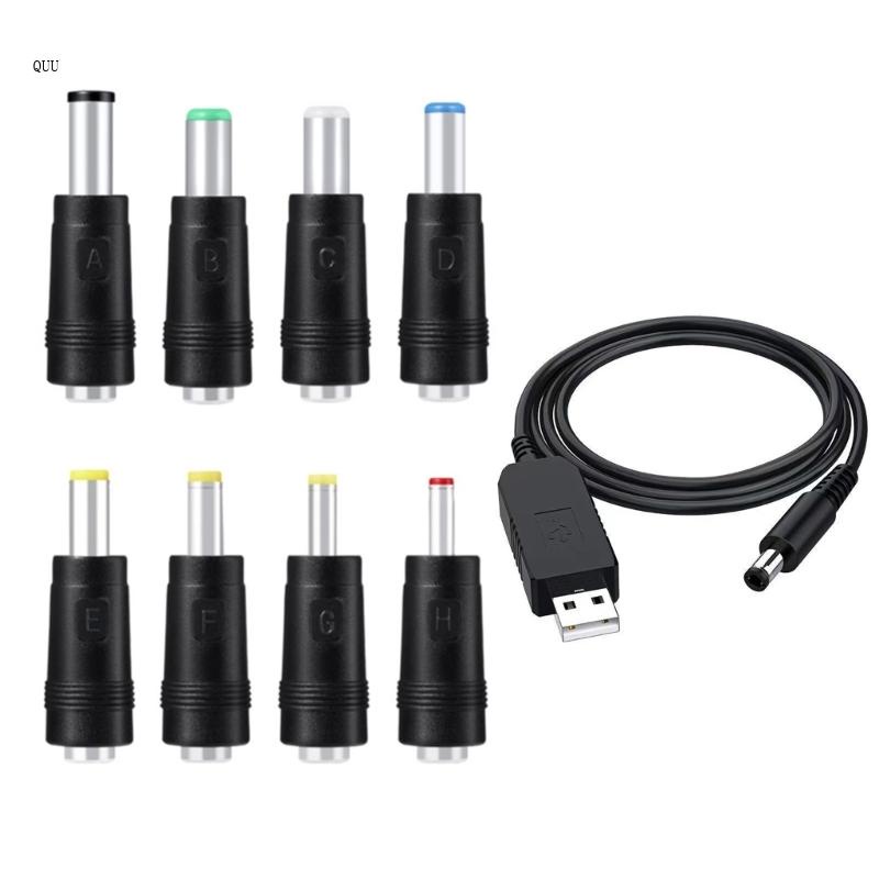 Cáp Chuyển Đổi Tăng Áp USB 5V Sang 12V USB + 8 Đầu Cắm