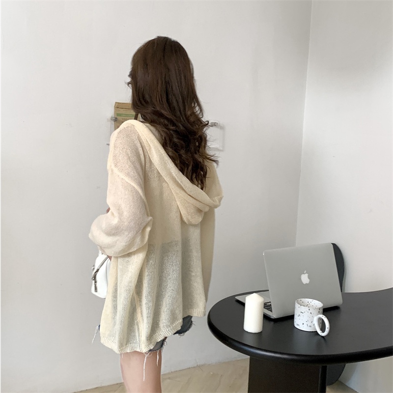 SUXI Áo Khoác Cardigan Chống Nắng Tay Dài Dáng Rộng Màu Sắc Đơn Giản Cho Nữ