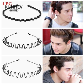 KUNHEV [Hàng mới về] Băng đô cài tóc bằng kim loại màu đen thiết kế thể thao sành điệu cho nam và nữ