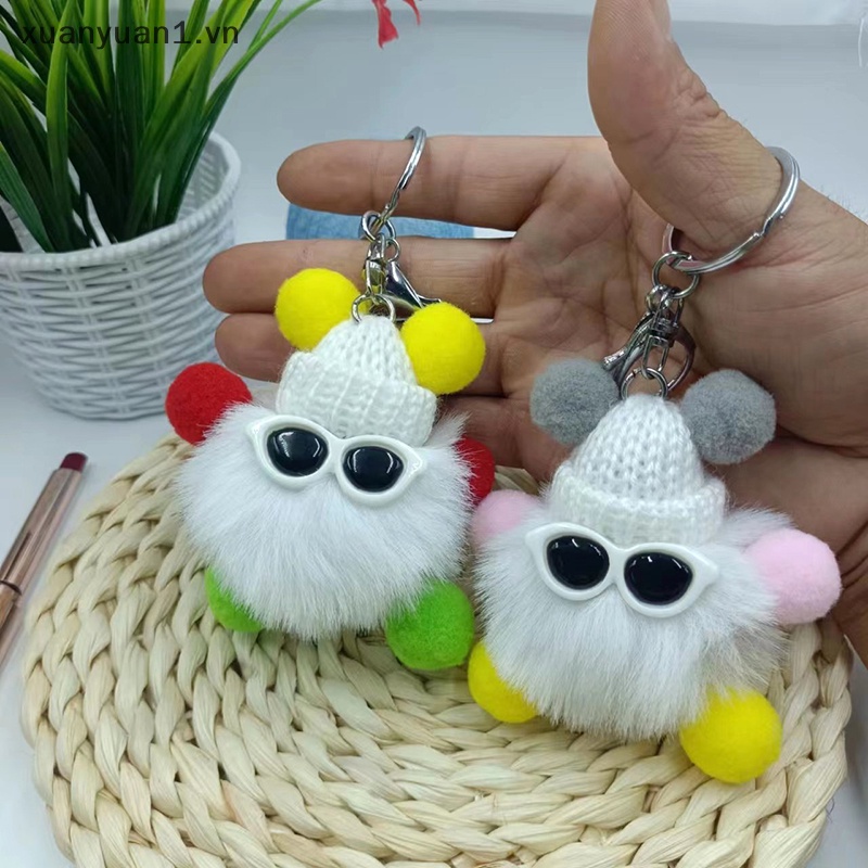1 Móc Khóa Banh Lông Thỏ Xinh Xắn