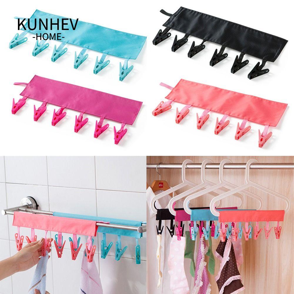 KUNHEV Móc Treo Quần Áo 6 Kẹp Chống Trượt Đơn Giản