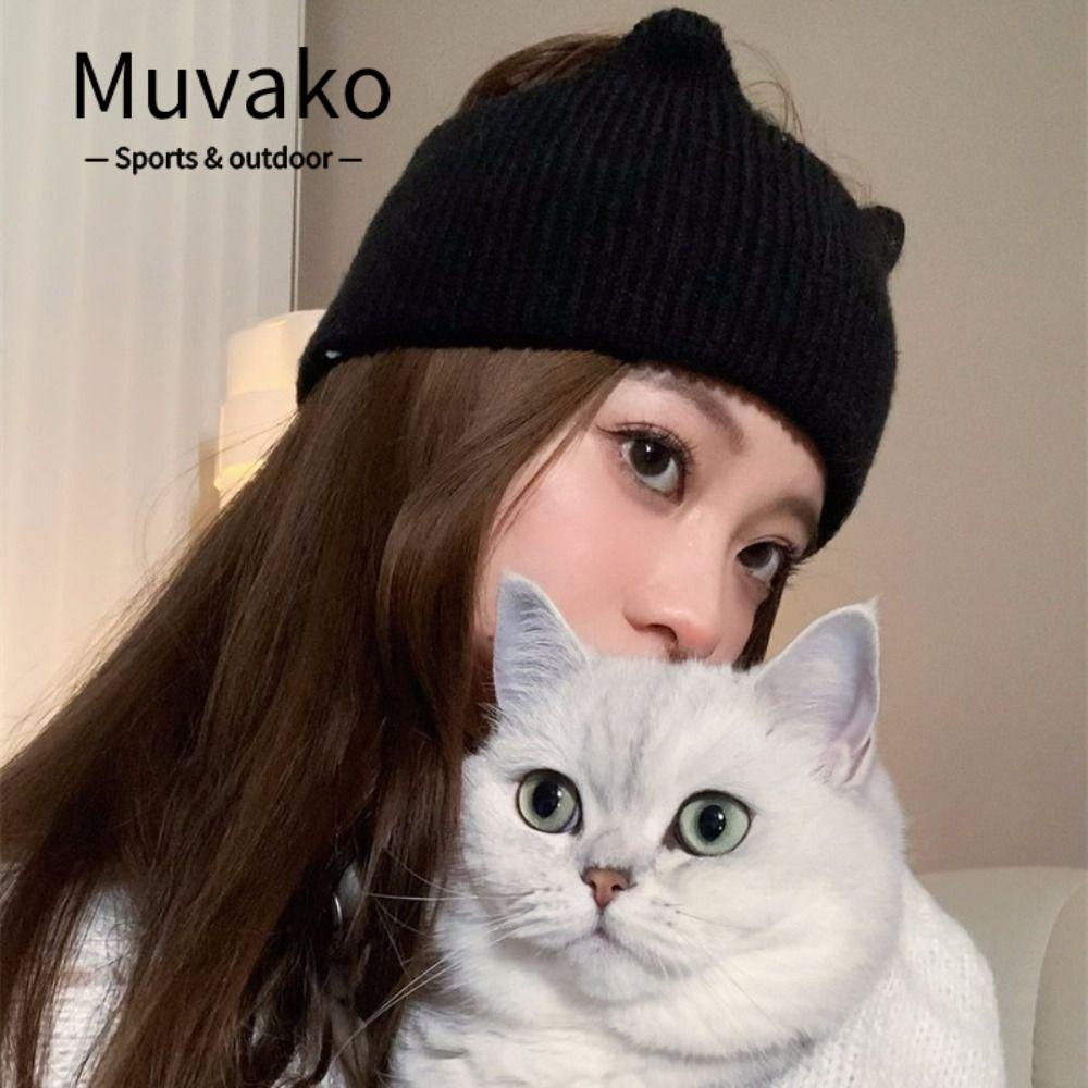 MUVAKO Băng Đô Dệt Kim Co Giãn Chống Trượt Bản Rộng Dễ Thương Cho Nữ