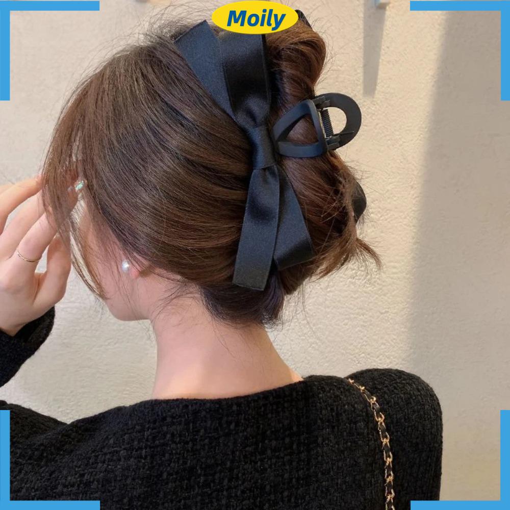 Kẹp Tóc Càng Cua Đính Nơ Vải Nhung Satin Phong Cách Hàn Quốc 2023
