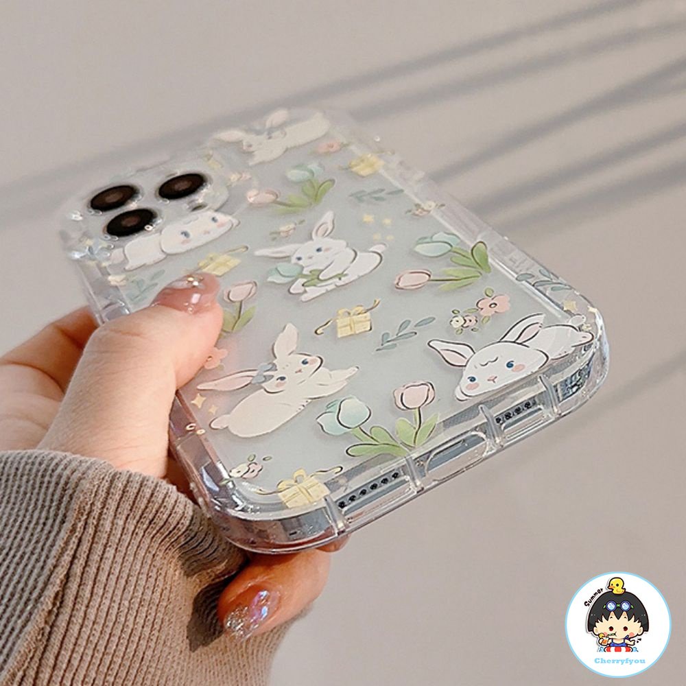 Ốp Điện Thoại TPU Mềm Chống Sốc Hình Hoa Tulip Thỏ Cho IPhone 11 12 13 14 Pro Max