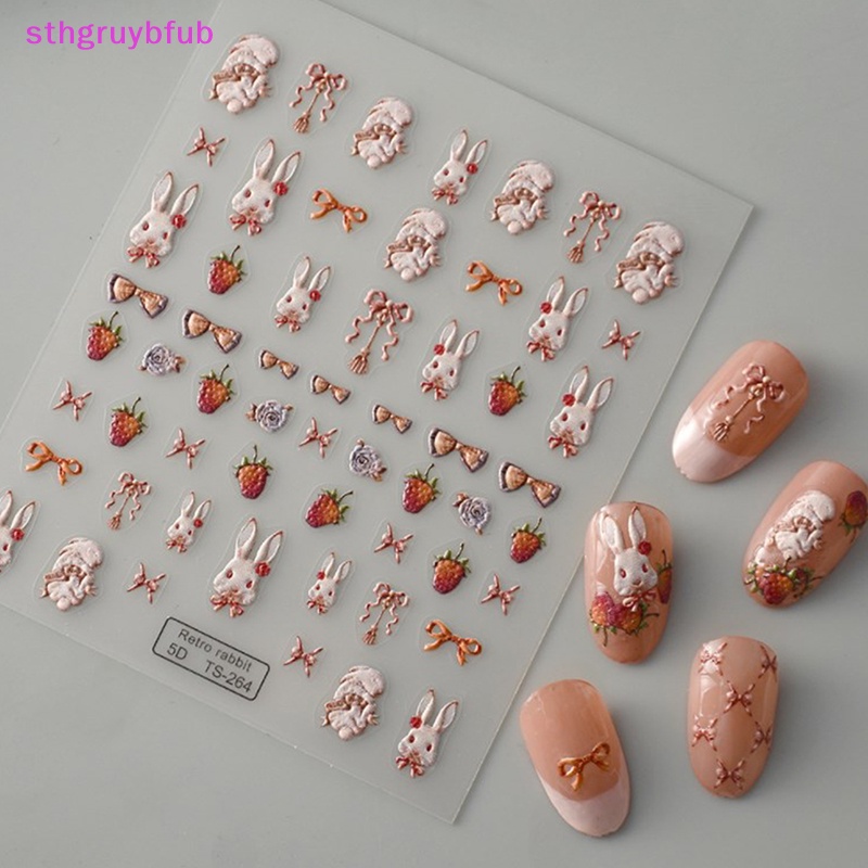 Miếng Dán Trang Trí Móng Tay 5D Hình Thỏ Đáng Yêu DIY