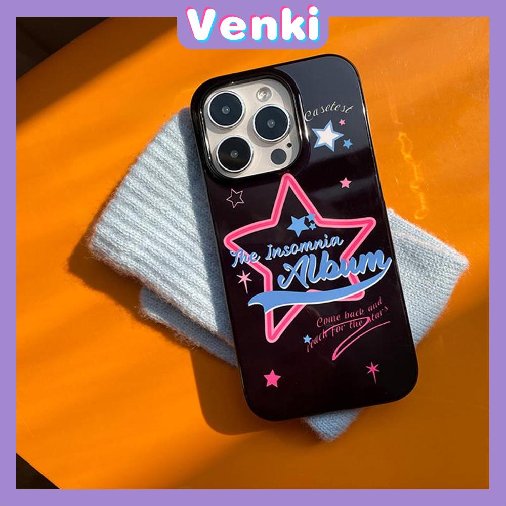 VENKI - Dành Cho iPhone 11 Ốp Lưng iPhone Đen Bóng TPU Mềm Vỏ Bảo Vệ Chống Sốc Camera Ngôi Sao Đơn Giản Tiếng Anh Tương Thích Với iPhone 14 13 Pro max 12 Pro Max xr xs max 7 8Plus