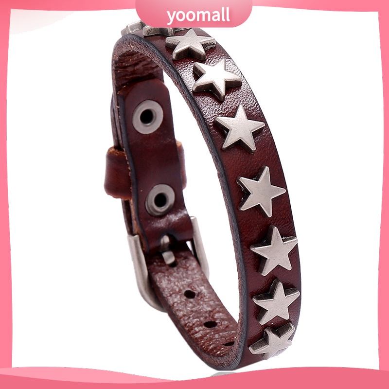 Vòng Tay Da Bò Mặt Ngôi Sao Năm Cánh Phong Cách hip hop