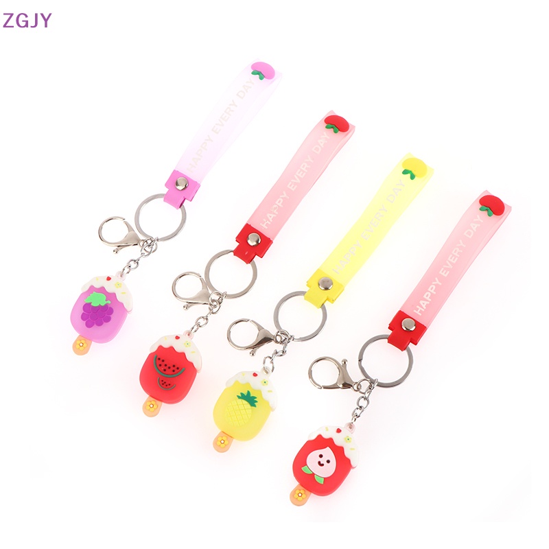 Móc Khóa Hình Trái Cây Hoạt Hình Mắt To Bằng silicon Dễ Thương