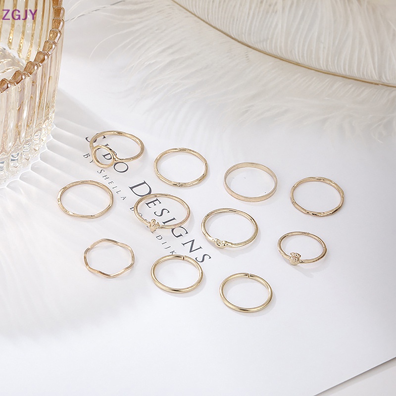 Set 11 Nhẫn Hở Phong Cách Bohemian Có Thể Điều Chỉnh Kích Thước Dành Cho Nữ Mới