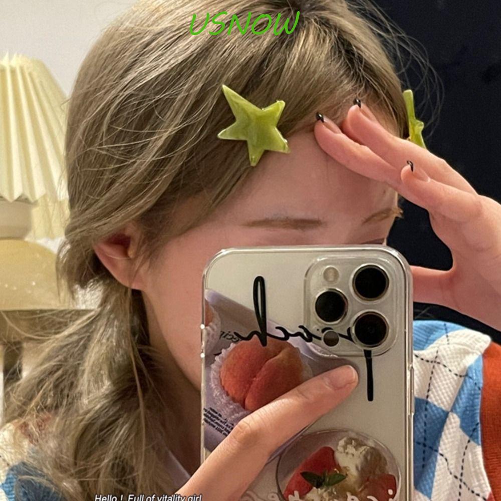 USNOW Kẹp Tóc Ngôi Sao Năm Cánh Kiểu Harajuku Đơn Giản Cá Tính Cho Nữ