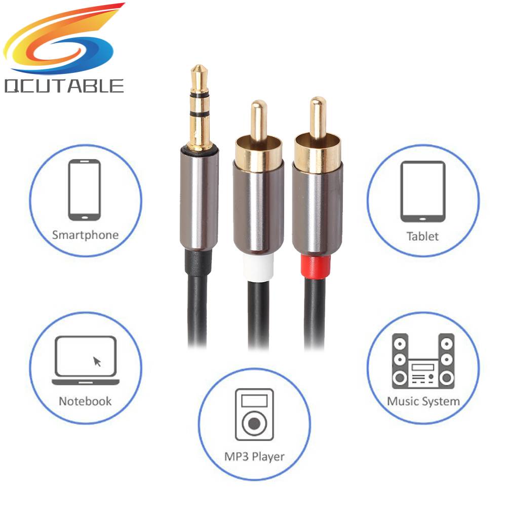 Cáp Âm Thanh 3.5mm ĐầU CắM Sang ĐầU CắM 2RCA Cho MáY Tí